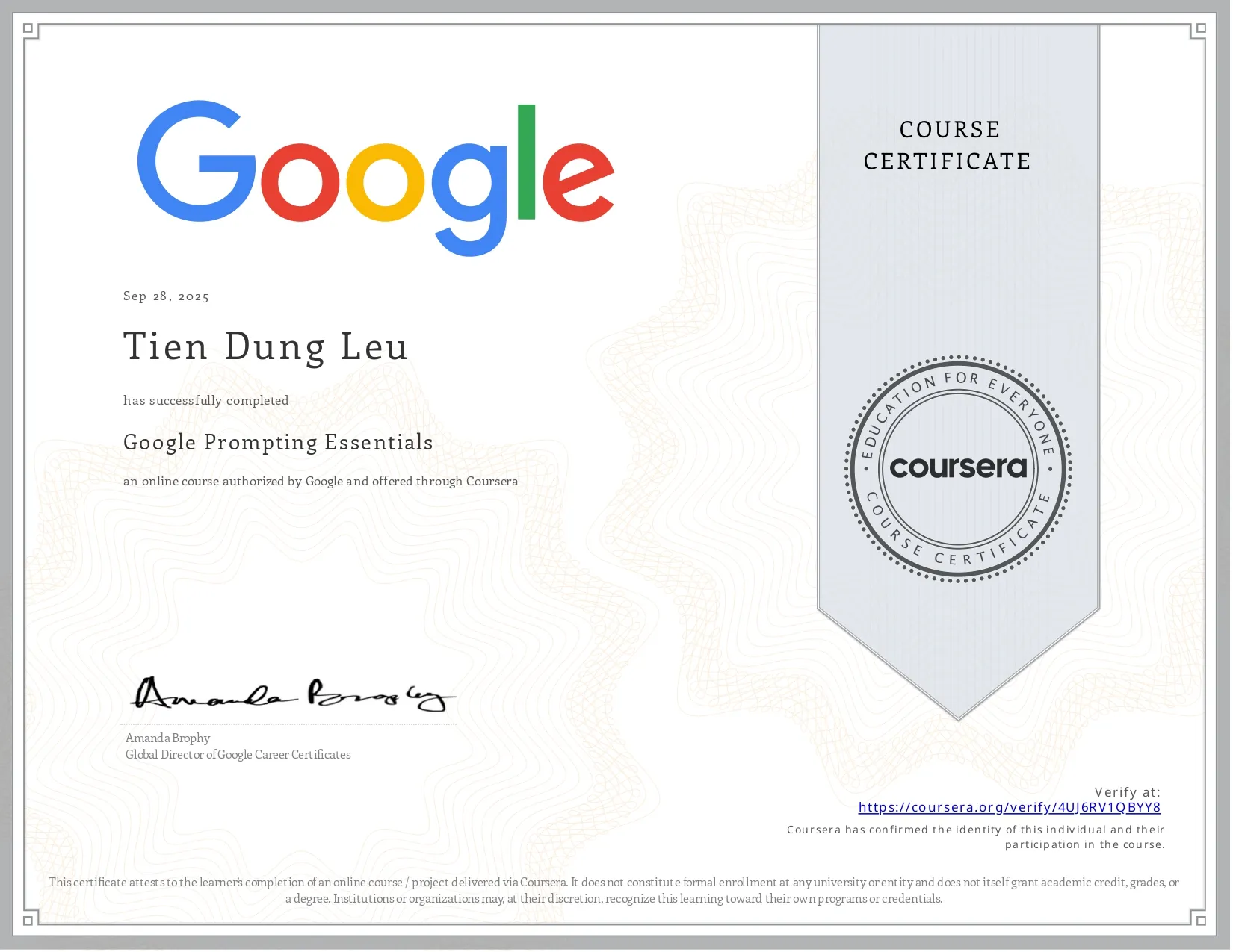 Certificate Preview